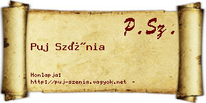 Puj Szénia névjegykártya